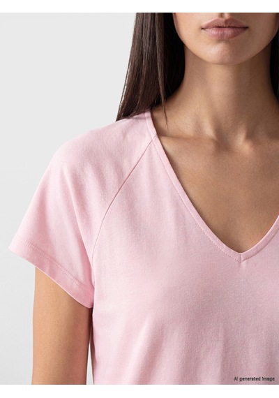Lcw Everyday Pembe V Yaka %100 Pamuklu Kadın Tişört