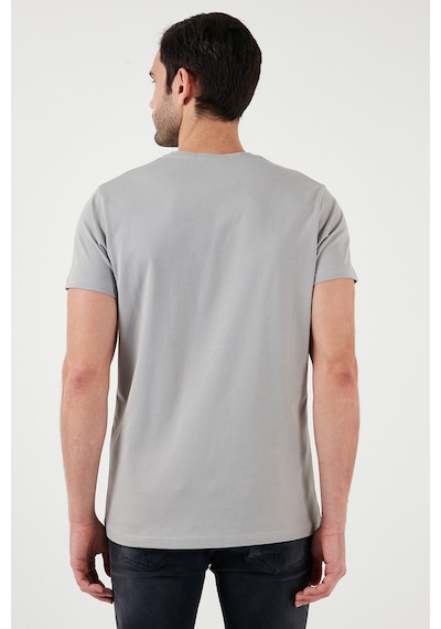 Buratti Pamuklu Slim Fit Bisiklet Yaka Erkek T Shirt 541Balance Açık Gri