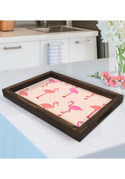 Bk Gift Flamingolar Tasarımlı Ahşap Tepsi-1