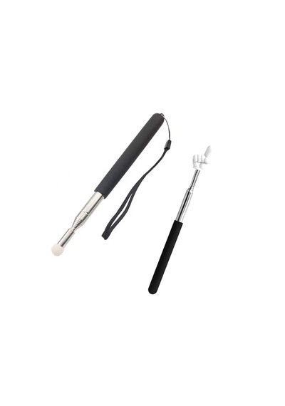 2li Set Uzayan Rehber Sunum Tahta Öğretmen Vb Çubuğu 68cm Ve 102cm Teleskopik İşaret Ve Parmak Çubuk Siyah-siyah
