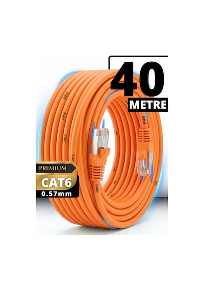 Mn6 M107xt Cat6 Ethernet Kablosu 40 Metre 0.57mm Utp Ultra Dayanıklı Çift Kat Korumalı Dış Mekan Ağır Şartlara Uygun Lan Kablosu 40 M