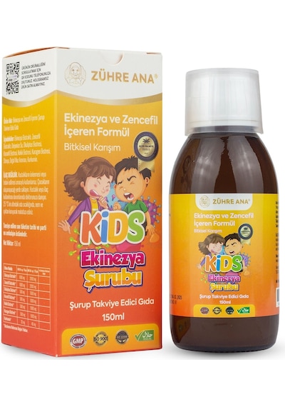 Zühre Ana Kids Ekinezya Şurubu Çocuklar İçin - Ekinezya ve Zencefil İçeren Şurup 150 ML