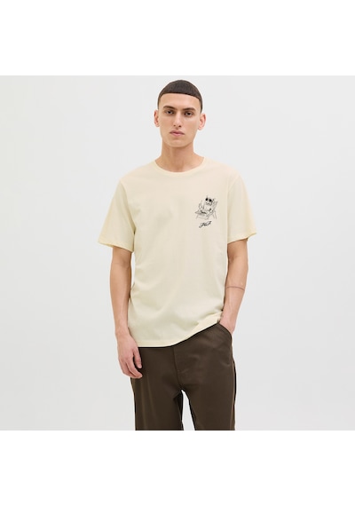 Jack & Jones Jack&jones Relax Erkek Ekru Bisiklet Yaka Tişört Ekru