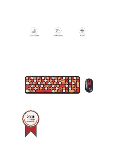 Torima Tmk-07 Çok Renkli Retro Daktilo Görünümlü Kablosuz Q Klavye Mouse Seti