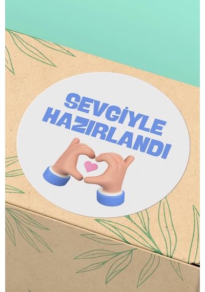 Sevgiyle Hazırlandı Kalp Eller Sticker 3x3cm St2270 Çok Renkli