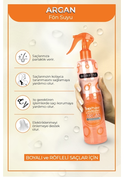 Morfose Argan Özlü Çift Fazlı Fön Suyu 400 ML + Keratin Özlü Fön Suyu 400 ML