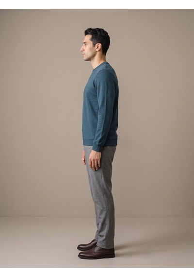 Maccali Erkek Petrol Selanik Bisiklet Yaka Sweatshirt Petrol Mavi