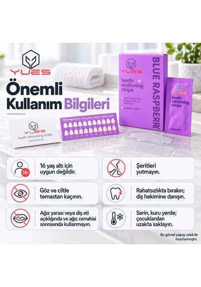 Yues Nt-fs Pap Diş Beyazlatma Bandı 14 Şerit Blue Raspberry
