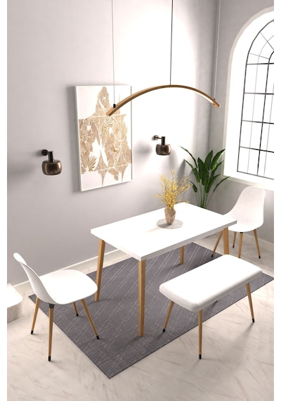 Vilinze Eames Sandalye-bank Avanos Ahşap Mdf Mutfak Masası Takımı - 70x120 Cm Natürel Vilinze Eames Sandalye-bank Avanos Ahşap Mdf Mutfak Masası Takımı - 70x120 Cm Natürel