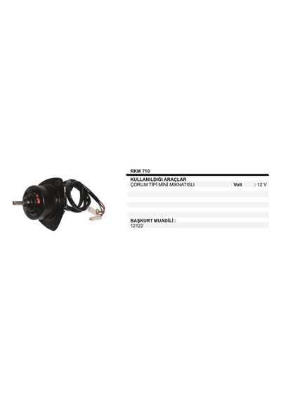12v Çorum Tipi Kalorifer Motoru Mini Mıknatıslı 50012122 Remark Rkm710