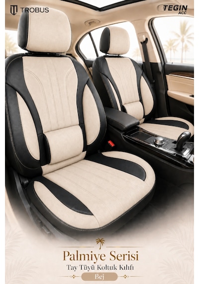 Fiat Tipo 1990-2000 Uyumlu Palmiye Serisi Bej Siyah Oto Koltuk Kılıfı