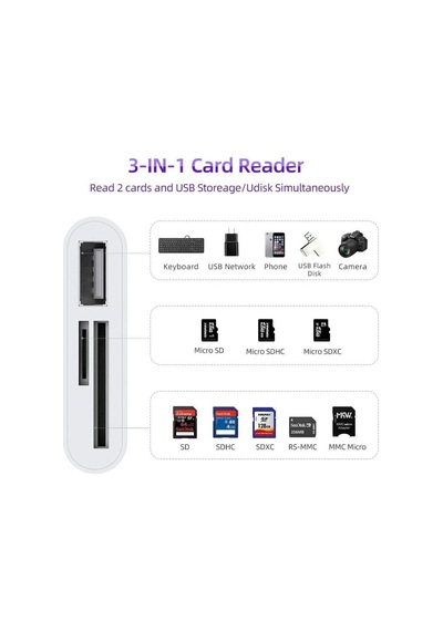 USB Type C To SD Micro SD TF Kart Okuyucu Usb 3 in 1 Çevirici