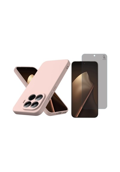 Xiaomi Mi 15t Pro Uyumlu Içi Kadife Lansman Kılıf Ve Hayalet Privacy Tam Kaplayan Cam Ekran Koruyucu Açık Pembe
