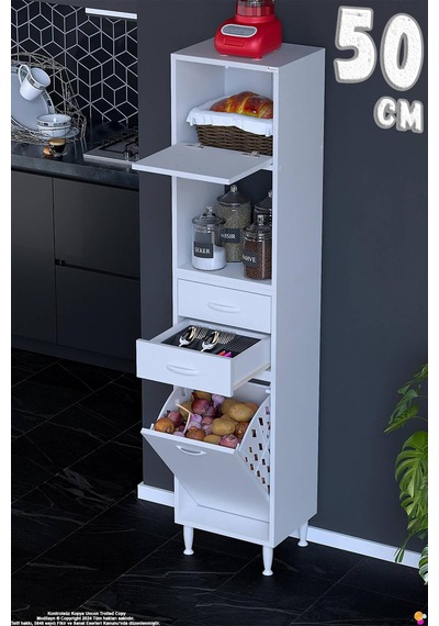 Duru 50 Cm Çok Amaçlı Mutfak Dolabı Sepetli Kapaklı 2 Çekmeceli Dolap Banyo Kirli Çamaşır Dolabı Beyaz Duru 50 Cm Çok Amaçlı Mutfak Dolabı Sepetli Kapaklı 2 Çekmeceli Dolap Banyo Kirli Çamaşır Dolabı Beyaz