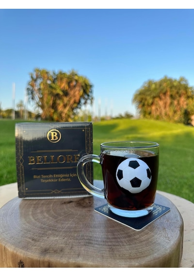 Futbol Toplu Özel Çay Kahve Bardağı Fincan Kupa 340 Cc Fincan Şeffaf