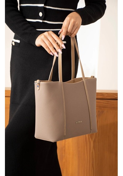Just Polo Kadın Orijinal Büyük Boy Ayarlanabilir Askılı Lüks El Ve Omuz Çantası Shoulder Bag Siyah - Camel