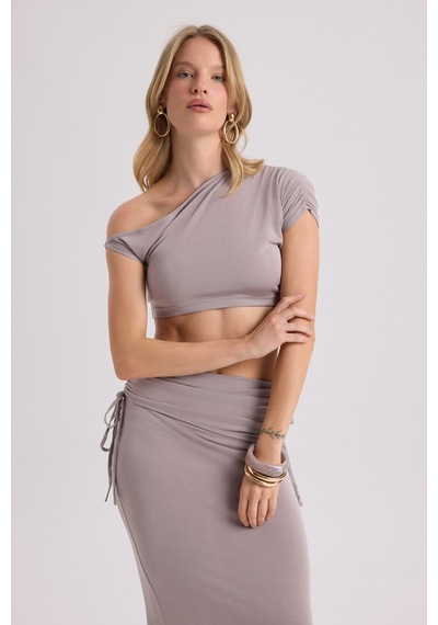 Mai Collection Mai Studios Co. Ivan Büzgülü Lila Crop Etek Takım Lila