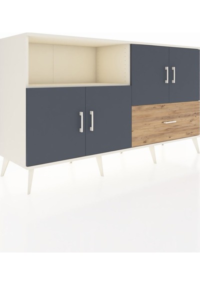 Hyperion Konsol 4 Raflı Tek Çekmeceli 4 Kapaklı 176x44x99 Aytaşı- Aytaşı-antrasit/çam Hyperion Konsol 4 Raflı Tek Çekmeceli 4 Kapaklı 176x44x99 Aytaşı- Aytaşı-antrasit/çam