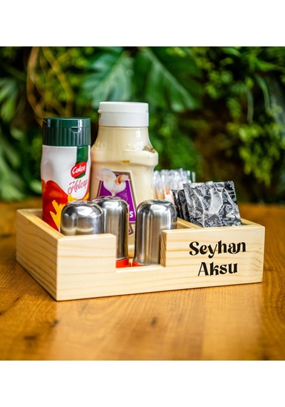 Kişiye Özel İsimli Doğal Ahşap Mutfak Dispenser Düzenleyici Model