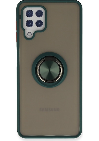 Samsung Galaxy  Uyumlu,  A22 Kılıf Montreal Yüzüklü Silikon Kapak - Yeşil