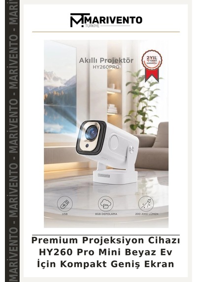 Premium Projeksiyon Cihazı Hy260 Pro Mini Beyaz Ev İçin Kompakt Geniş Ekran