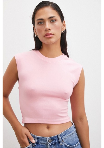 Never More Sıfır Kol T-shirt Pembe