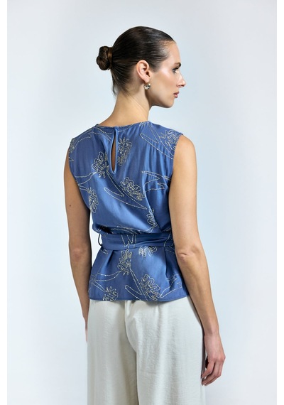 Sateen Dina Bluz - İndigo-137323
