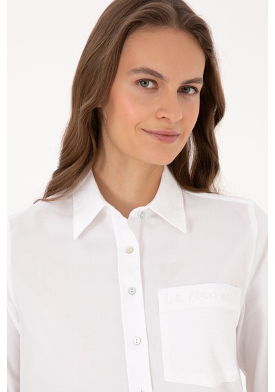U.s. Polo Assn. Kadın Beyaz Gömlek Desenli 50308971-vr013 Beyaz