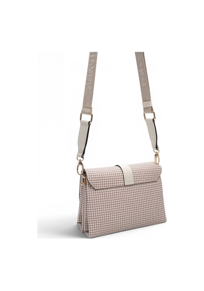 Silver & Polo Silver Polo Bordo - Kemik Kaz Ayağı Ekose Kadın Çapraz Çanta Sp1009