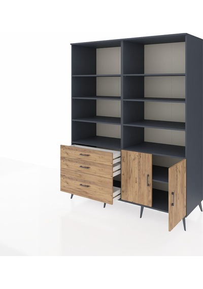 Kronos Gardrop 9 Raflı 3 Çekmeceli 2 Kapaklı 176x59x221 Antrasit-çam Çam Kronos Gardrop 9 Raflı 3 Çekmeceli 2 Kapaklı 176x59x221 Antrasit-çam Çam