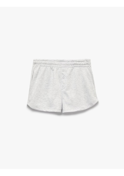 Koton Düğme Detaylı Beli Lastikli Şort Pijama Altı Gri Melanj 7wlk80029mk