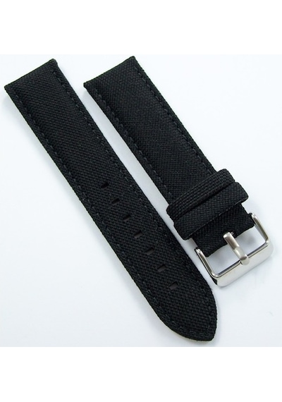 Bizon Siyah Kumaş Saat Kordonu 24Mm Dokuma Spor Perlon Kayış
