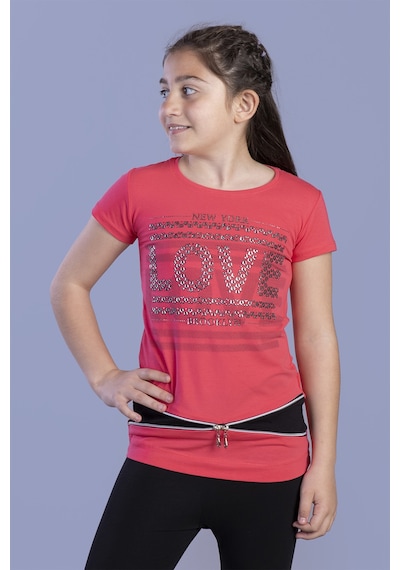 Toontoy Kids Toontoy Kız Çocuk T-shirt Love Varak Baskı Nar Çiçeği Toontoy Kids Toontoy Kız Çocuk T-shirt Love Varak Baskı Nar Çiçeği