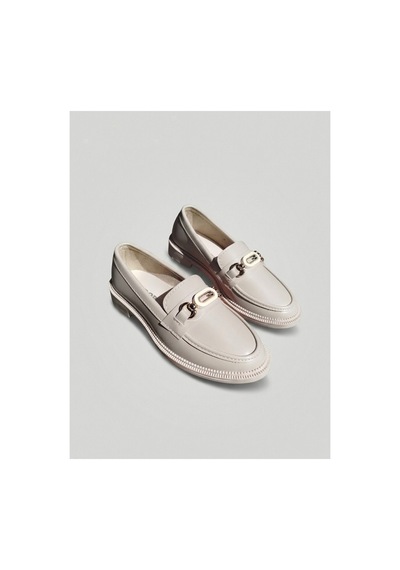 Mcaserıng Günlük Kadın / Kız Oxford Kolej Loafer Ayakkabı Bej G Tokalı