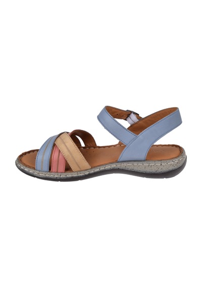 Castle Black Hakiki Deri Comfort Kadın Sandalet Cb-22382 Mavi Multi