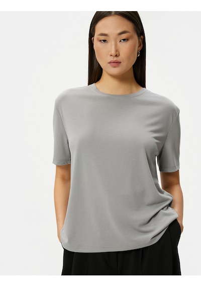 Koton Basic Tişört Kısa Kollu Bisiklet Yaka Pamuklu Gri 4sak50156ek