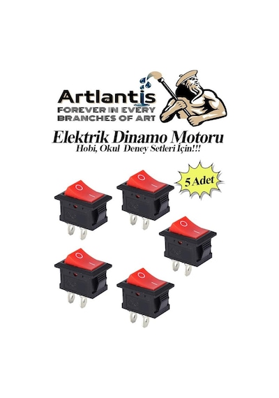 Mini Anahtar Arapuar Çıtçıt Anahtar 5 Adet Elektrik Devresi İçin Açma Kapama Düğmesi On / Off Kırmızı Siyah Anahtar