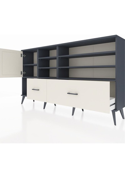 Arges Konsol 8 Raflı 2 Çekmeceli Tek Kapaklı 176x30x99 Antrasit-aytaşı Aytası - Antrasıt Arges Konsol 8 Raflı 2 Çekmeceli Tek Kapaklı 176x30x99 Antrasit-aytaşı Aytası - Antrasıt