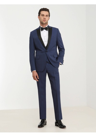 Kip Saks Düz Slim Fit Demonte Yaka Dokuma Y Smokin Takım Elbise Çok Renkli