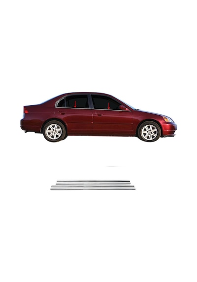 Honda Civic Krom Cam Çıtası Tk 2002-2006 4Prç Paslanmaz Çelik N11.6283
