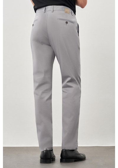 İmza Gri Düz Armürlü Pamuklu Yan Cep Comfort Fit Casual Pantolon 1003245169 Gri