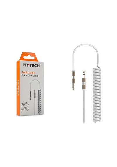 Hytech Hy-X73 Spiralli Yaylı 180Cm 3.5Mm Aux Ses Kablosu Beyaz