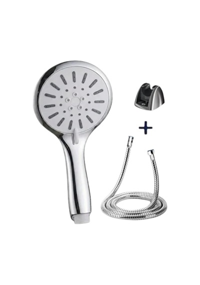 Hubrendy Tekno Krem Duş Başlığı Seti 4 Kademeli El Duşu Spiral Hortumlu Banyo Seti Diğer