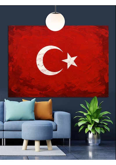 Türk Bayrağı Sade Tasarım Dekoratif Kanvas - Mdf Ahşap Tablo