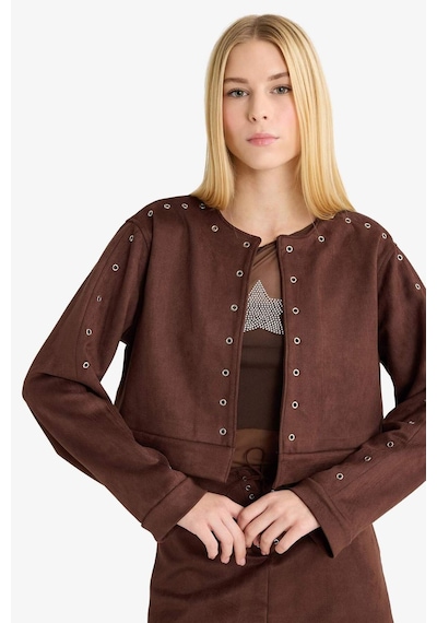Defacto Coool Crop Süet Ceket G2625ax25aubn142 Kahve-bn142