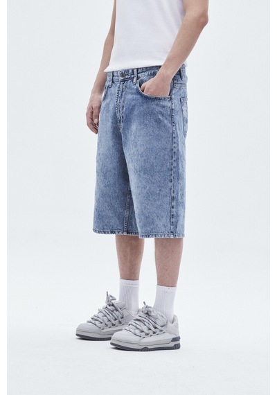 Vamos Oversize Bermuda Denim Şort 40-641 Mavi