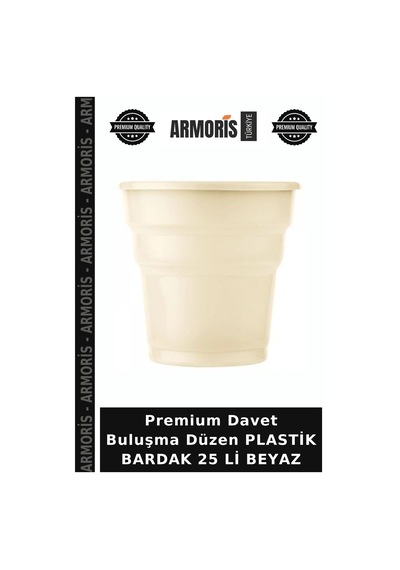 Premium Davet Buluşma Düzen Plastik Bardak 25 Li Beyaz
