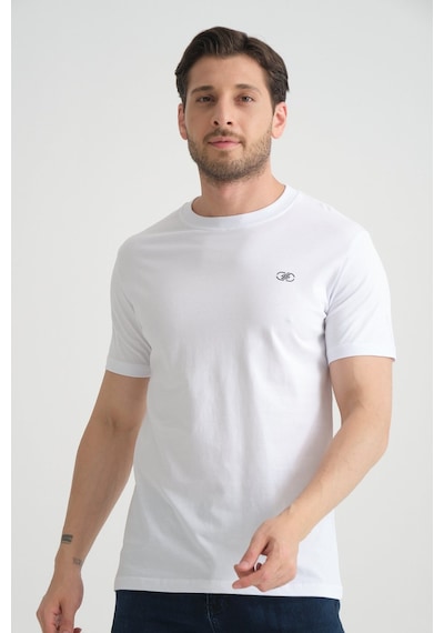 Shooter Sportwear Shooter Erkek T-shirt Nefes Alabilen Esnek Pamuklu Kumaş Regular Kalıp Minimal Logolu Beyaz