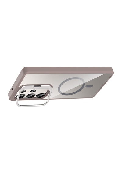 Galaxy S25 Ultra Kılıf Kamera Standlı Magsafe Destekli Şeffaf Arka Yüz Silikon Alan Tech Derin Mor