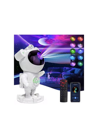 Astronot Galaxy Uyumlu Projektör, Rgb Led Gece Lambası, Hoparlörlü, App + Uzaktan Kumandalı